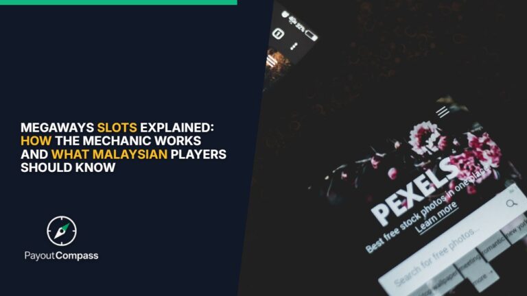 Smartphone displaying Megaways slots Malaysia game with dynamic reels and symbols on screen