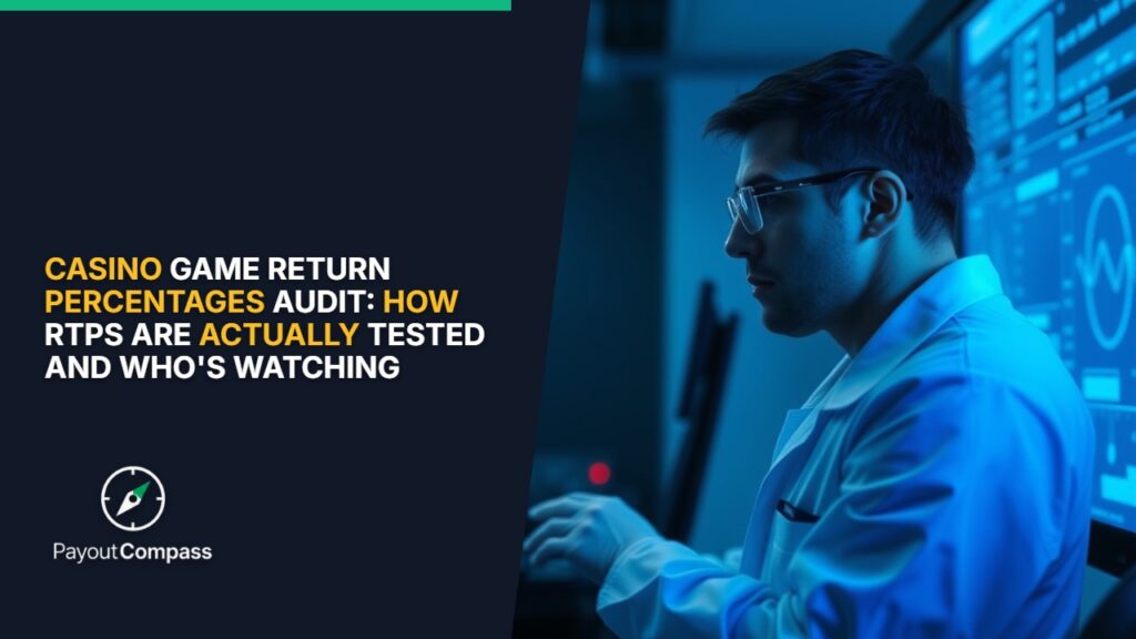 Casino game return percentages audit process with testing lab verification equipment and data analysis