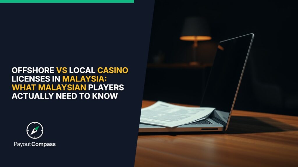 Offshore vs local casino licenses Malaysia document verification laptop desk workspace