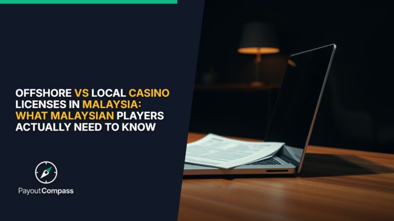 Offshore vs local casino licenses Malaysia document verification laptop desk workspace