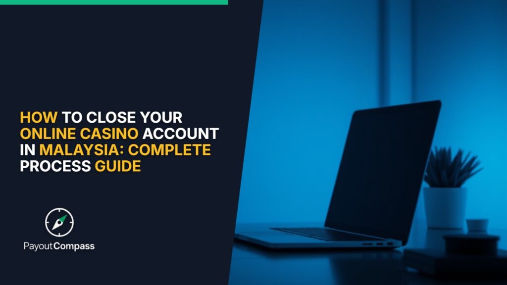 Casino account closure process in Malaysia showing laptop and workspace for managing online casino accounts