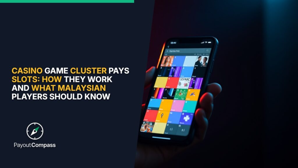 Cluster pays slots grid interface shown on smartphone for Malaysian online casino players