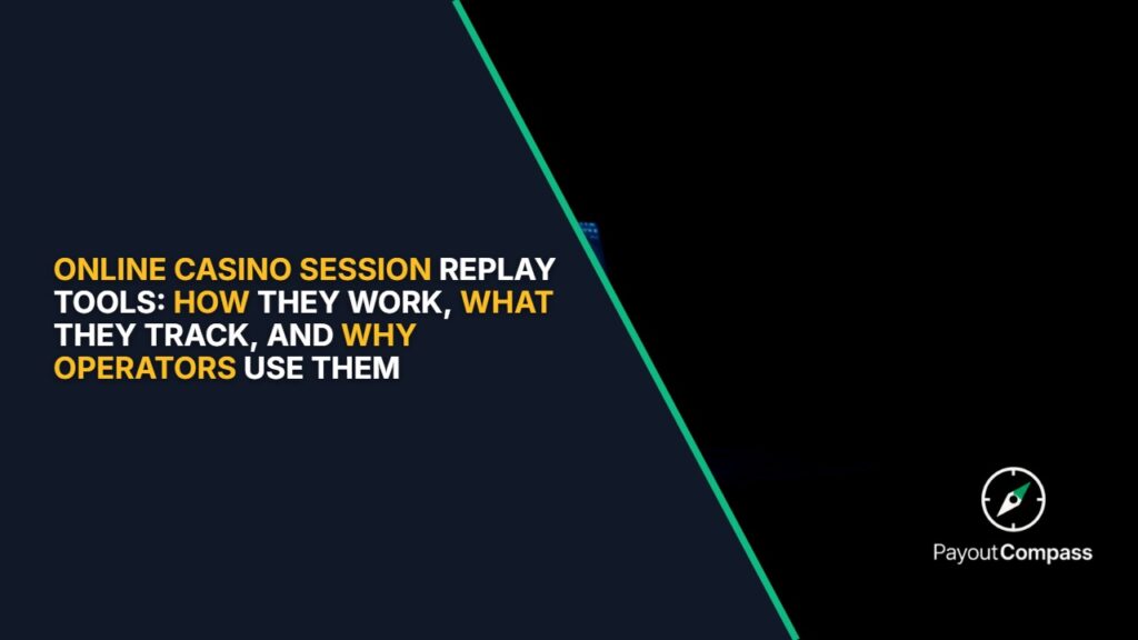 Online casino session replay tools tracking player activity and behavior on laptop screen interface