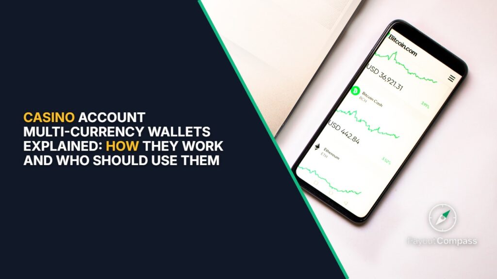 Modern smartphone displaying multi-currency wallets and financial interface for online casino banking