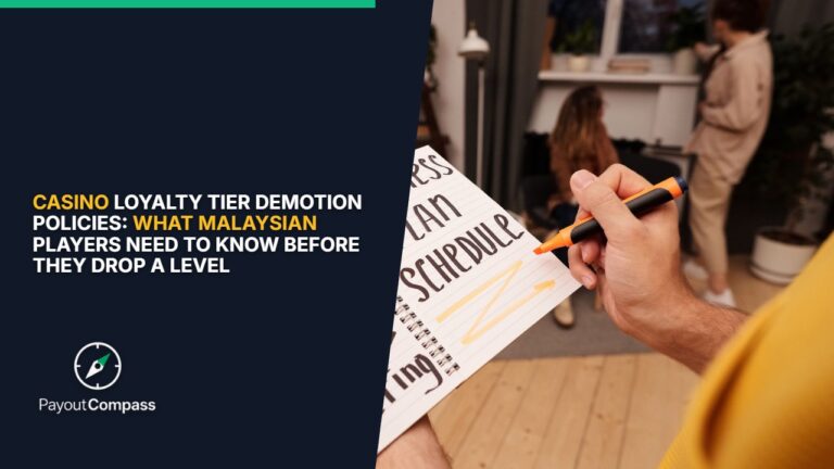 Casino loyalty tier demotion policies review documents and planning strategy on desk