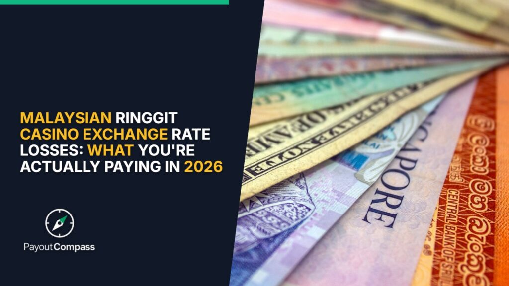 Malaysian ringgit currency and mobile banking illustrating casino exchange rate losses for players